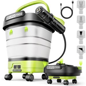 Portable Max 72 PSI Hand Sprayer, Cordless Garden Sprayer with 2000mAh Battery, 4-in-1 Nozzle, 12L Collapsible Bucket, Low Pressure Cleaner for Outdoor Cleaning, Camping, Gardening
