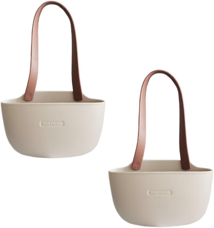 Silicone Sponge Holder for Kitchen Sink Caddy, Saddle Faucet Caddy Sink Organizer for Sponges, Scrubbers, Soaps, Set of 2