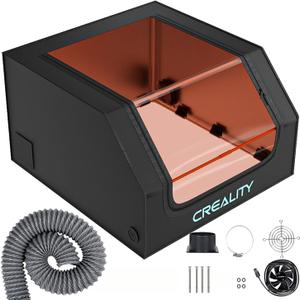 Creality Laser Engraver Enclosure, Fireproof and Dustproof Protective Cover 700x720x400mm with Exhaust Fan and Pipe, Fits for Most Laser Cutter, Insulates Against Smoke, Odor and Noise, Eye Protection