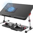 Laptop Desk for Bed with Cooling Fan, SAIJI Height & Angle Adjustable Laptop Stand for Bed, Lap Desk Tray Table, Lightweight Foldable Portable Computer Table for Couch Sofa Chair Floor Desk (Black)
