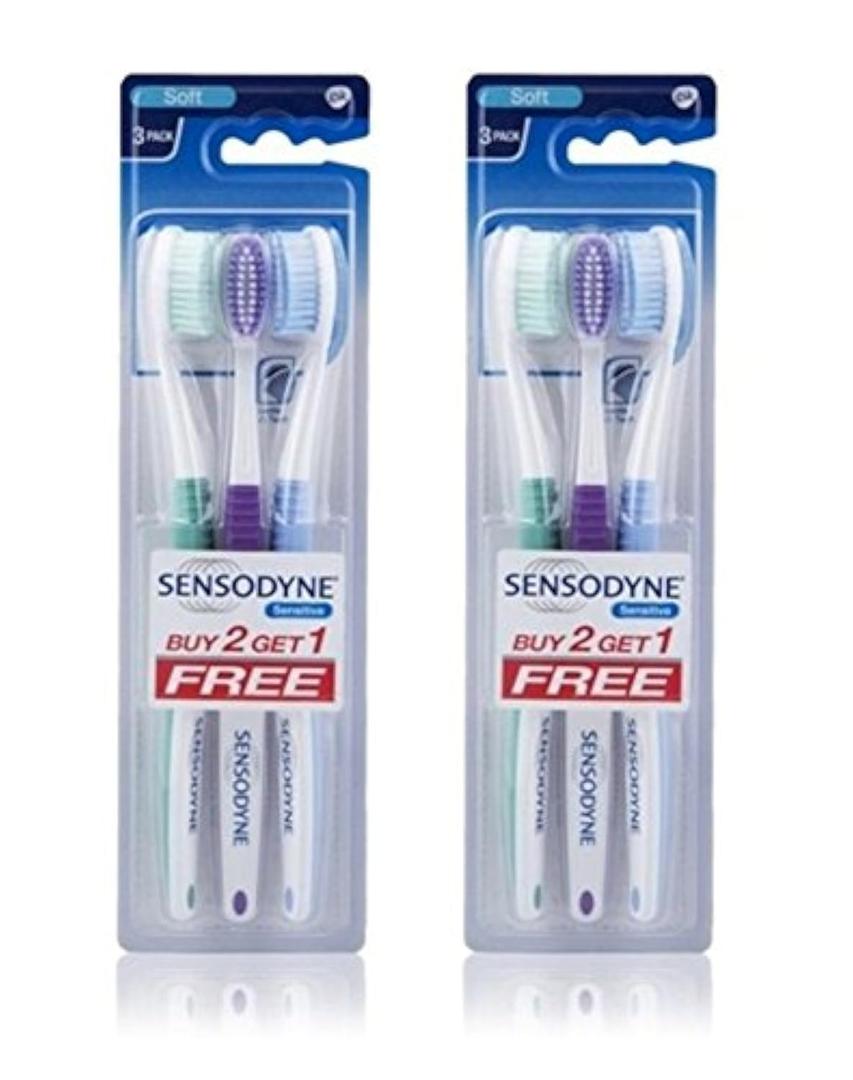 Sensodyne Sensitive Toothbrush Soft Sensitive Teeth, 3 Count (Pack of 2) (Assorted)