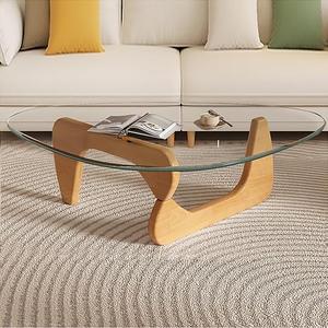 Modern Glass Coffee Table, Mid Century Small Coffee Table, Coffee Table for Living Room,Suitable for Bedroom Living Room Reception Office Tables (Wood/Transparent, Small), Size: Small 32.2 * 22.4 * 16in