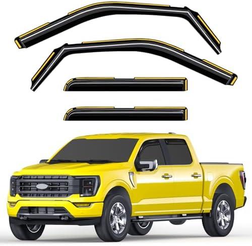Deejecsun in-Channel Window Rain Guards Fit for Truck Ford F150 2015-2020 SuperCrew/Ford F250-F550 2017-2025, Extra Durable Window Deflectors Vent Shades Visors Exterior Car Accessories - 4 pcs