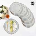 MAONAME 13" Antique White Charger Plates Set of 50, Embossed Plate Chargers Bulk, Round Charger for Dinner Plates, Plastic Table Chargers for Wedding Decor, Large