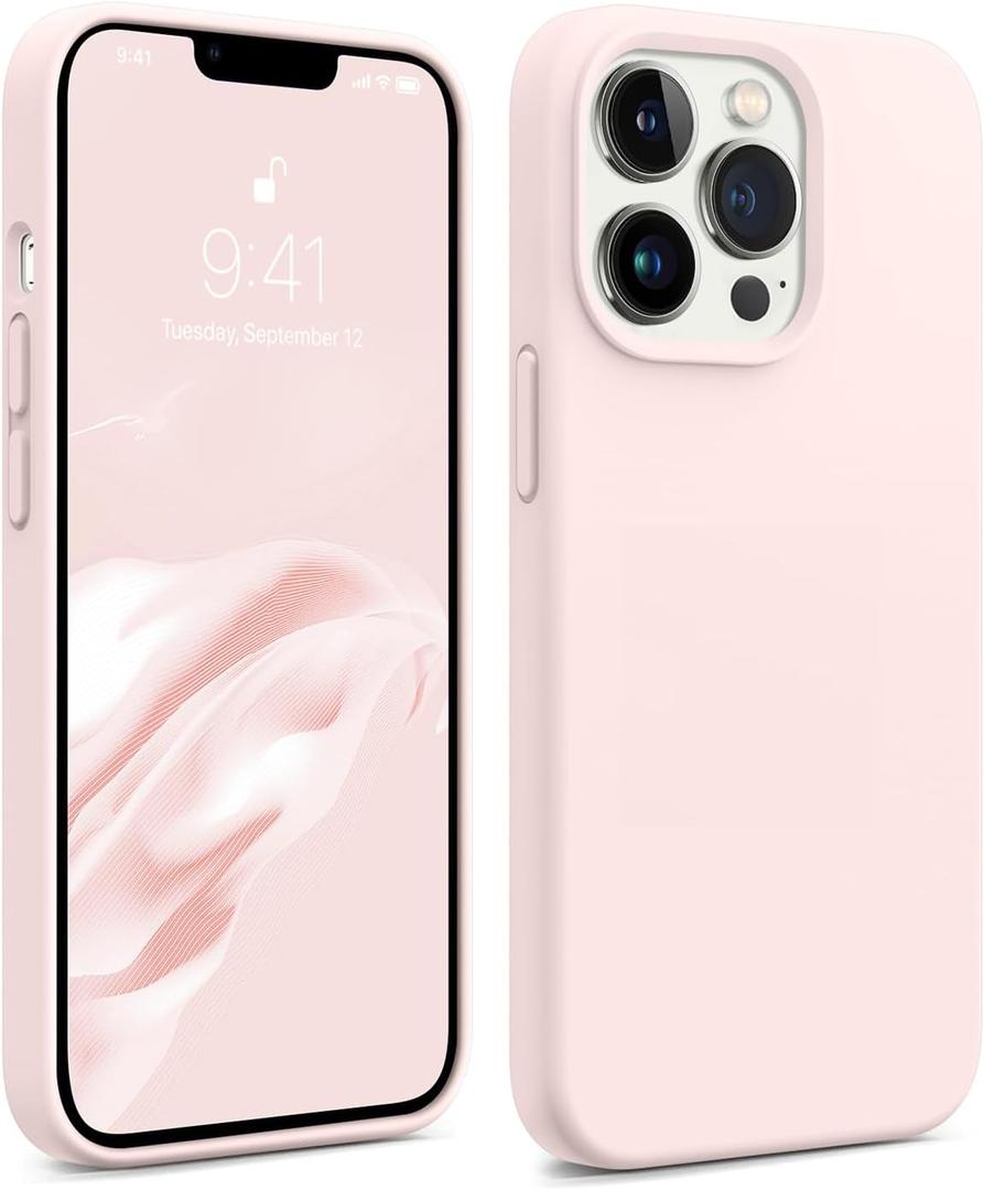 AOTESIER Magnetic for iPhone 13 Pro Phone Case, [Compatible with MagSafe][Military Shockproof Protection] Silicone Case with Soft Microfiber Lining, Camera & Screen Protection 6.1 inch, Chalk Pink