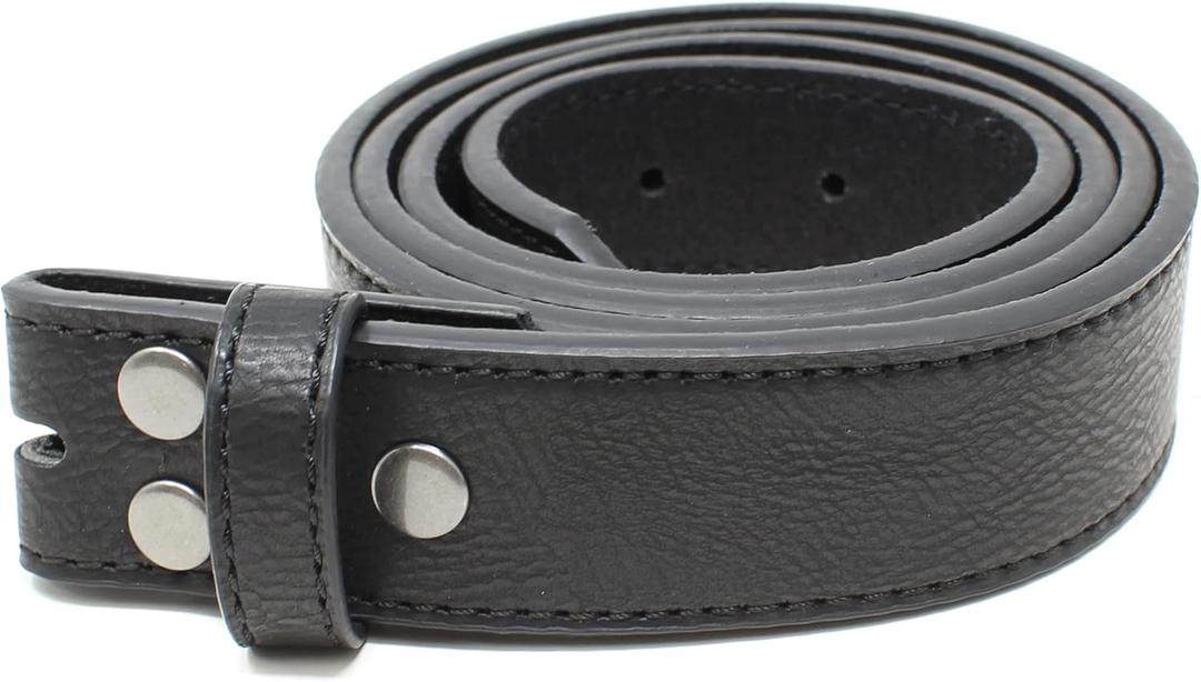BC Belts Womens Thin Leather Belt Strap with Vintage Distressed Texture 1.25" Wide with Snaps (Black-S)
