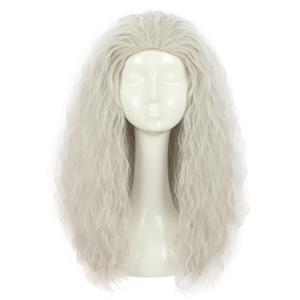 VGbeaty Old Women Long Curly Fluffy Dirty Silver Grey Witch Halloween Cosplay Party Wig