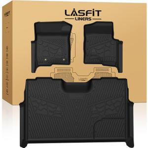 LASFIT Floor Mats for Ford F-150 2011-2014 SuperCrew Carpet Floor, All Weather TPE Protector Custom fit Truck Liners for F150 Crew Cab, 1st & 2nd Row, Durable & Easy Clean