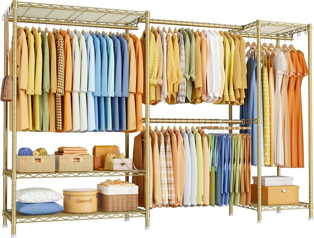 ULIFHOME Heavy-Duty Clothing Rack Closet Storage System for Hanging Clothes