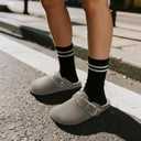 Sweechee Women's Cork Footbed Clogs with Soft Fur Lining, Comfortable Shearling Slippers Women's for Winter (8-9)