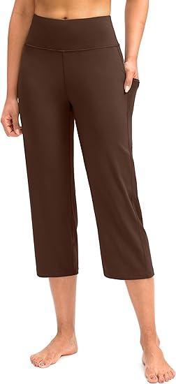 G Gradual Capri Pants for Women High Waist Workout Yoga Pants with Pockets Tummy Control Leggings Crop Straight, 2XL