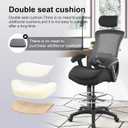 BOLISS 400lbs Ergonomic Drafting Chair,Tall Office Mesh Chair, Standing Desk Chair,Height Adjustable Armrest and Flip up Arms, Adjustable Lumbar Cushion (Black Frame Black Mesh)
