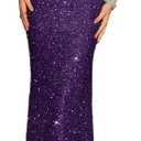 Madam Uniq Formal Dress Sequin Fishtail Sleeveless 1920s Gatsby Cocktail Prom Elegant Maxi Evening Gowns for Women (Large)