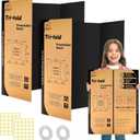2 Pack Trifold Poster Board 48" X 36", IKAYAS Black Poster Boards, Science Fair Display Boards Posterboard for Mounting, Prints,Art,Display,Projects Classroom Supplies