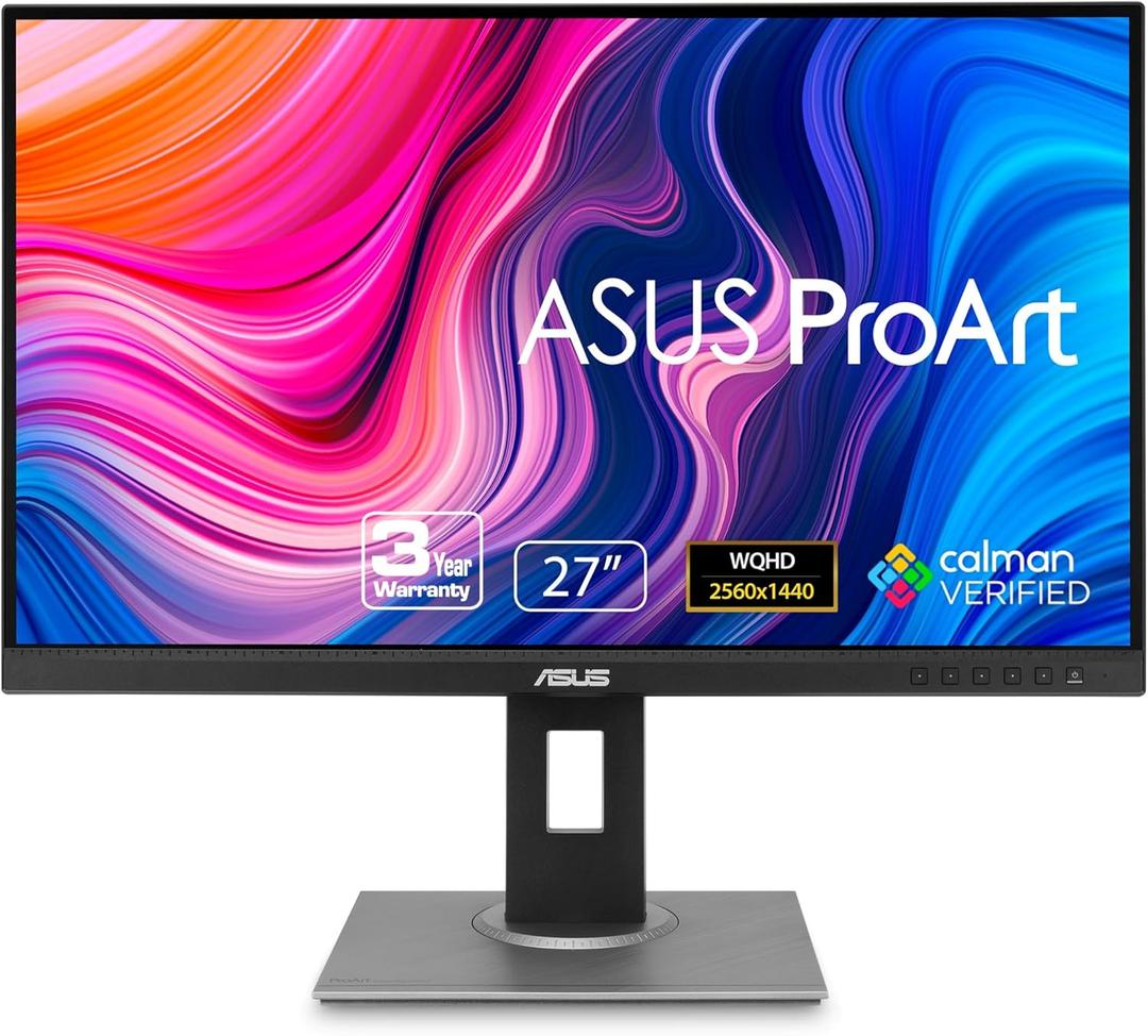 ASUS ProArt Display PA278QV 27 WQHD (2560 x 1440) Monitor, 100% sRGB/Rec. 709 E < 2, IPS, DisplayPort HDMI DVI-D Mini DP, Calman Verified, Eye Care, Anti-Glare, Tilt Pivot Swivel Height Adjustable