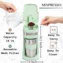 Mixpresso Green Personal Single Serve Coffee Maker with 14oz Travel Mug, Drip Small Coffee Maker with Auto Shut Off, Reusable Filter, Works with Ground Coffee Only Not for K-Cup Pods