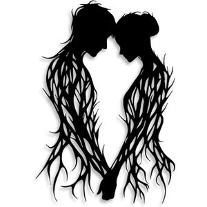 LIYOUYA Branch Couple Metal Wall Decor - Modern Love Room Decor Black Wall Art Home Decor for Living Room, Bathroom, Bedroom, Dining Room (Black)
