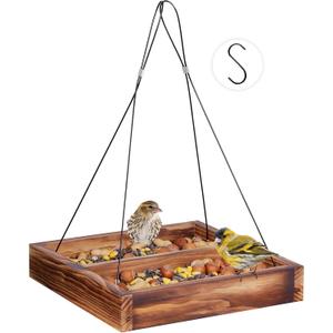 MIXXIDEA Bird Feeder Hanging Tray, Seed Tray Wooden Platform Hummingbird Feeder Hanging Tray Mesh Seed Platform for Garden Yard Outside Decoration Attracting for Wild Birds(Brown-1pk)