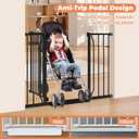 29"-45" Baby Gate for Stairs, Auto Close Stroller Friendly Dog Gate Indoor for Doorways, Pressure Mounted Baby Gate, Easy Walk Through Gate for Children & Pets, Black