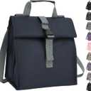 GYEUKHAM Insulated Lunch Bag for Men/Women, Roll top Reusable Lunch Box with Adjustable Shoulder Strap, Thermal Lunch Cooler Tote Container for Adults Work Office Picnic, Cyan