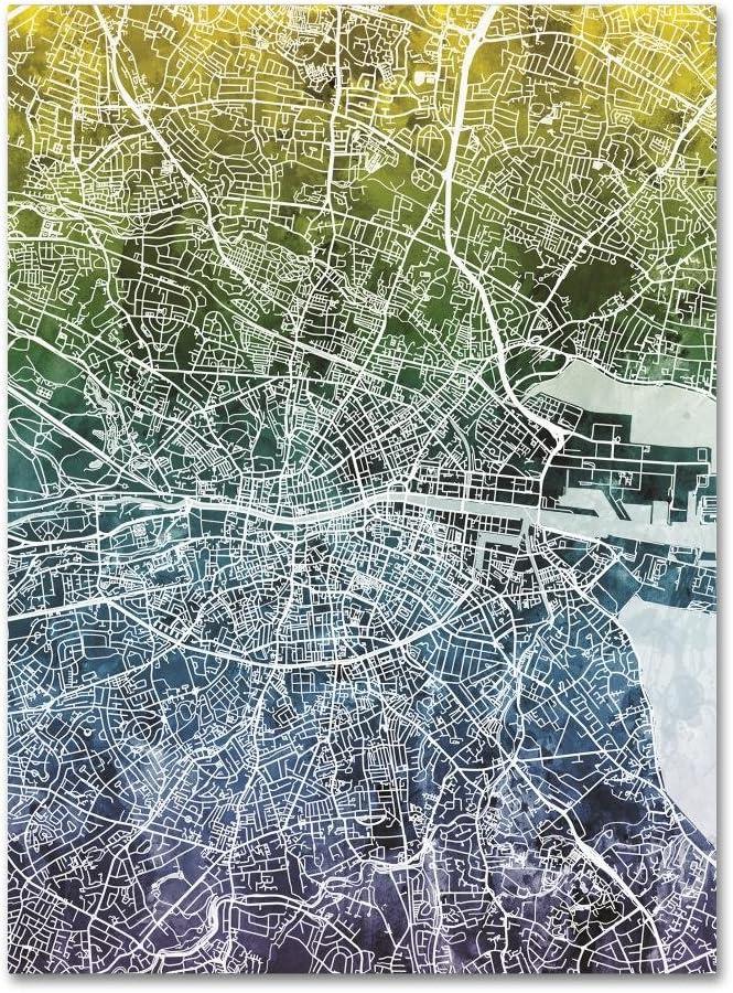 Trademark Fine Art Dublin Ireland City Map IV by Michael Tompsett, 14x19-Inch-Inch