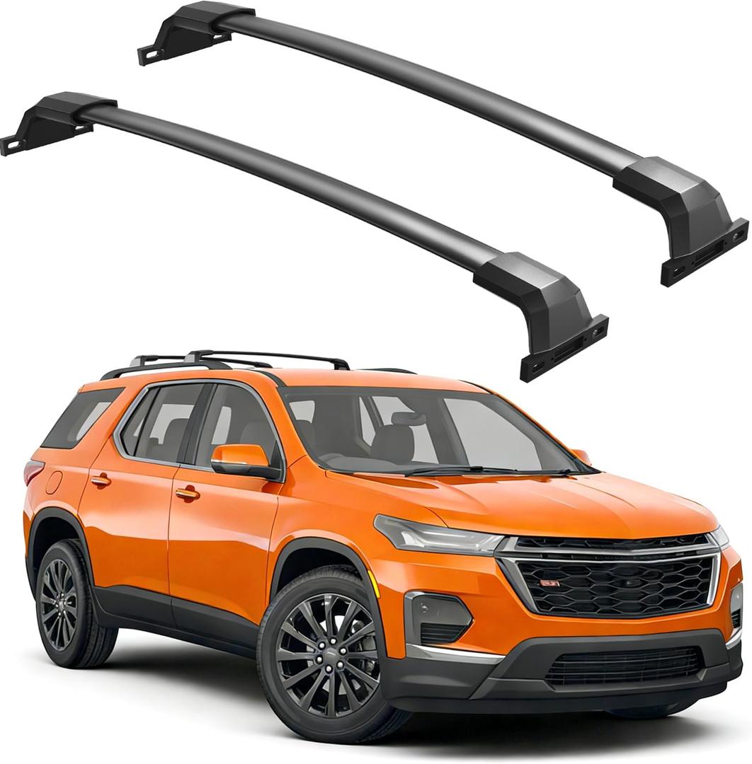 Roof Rack Cross Bars 300lbs Compatible with Chevy Chevrolet Traverse 2018 2019 2020 2021, All-Metal Aluminum Heavy Duty Crossbar Luggage Racks Roof Rails Rooftop Canoe Accessories