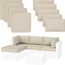 9 Pack Patio Cushion Covers Outdoor Furniture Cushion Slipcovers Replacement Waterproof with Zipper for 5 Pcs Patio Furniture Set, Covers Only, Cream
