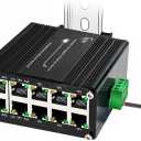 Industrial 8-Port Gigabit PoE Switch with 2 Uplink Ports, IEEE 802.3af/at 30W, 12~48V DC Input, Voltage Booster, DIN-Rail Mount, IP40 Aluminum Case for CameraAP, VoIP