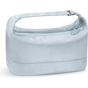 HauteHues Travel Makeup Bag for Women, Roomy Cosmetic Bag and Toiletry Bag with Wide Open Design, Soft Nylon Pouch for Makeup, Skincare, Toiletries, Gym, Carry-On and Weekend Trips, Gray Blue