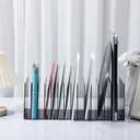 Ctosree Acrylic File Organizer for Desk Vertical 15 Compartments File Sorter Mail Organizer Desktop Countertop Folder Stand Racks for Office Home School Desk(Rectangle,Black)