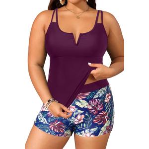 Daci Women's Plus Size Tankini Swimsuit - Two Piece Bathing Suit with Shorts Tummy Control Swimwear with V-Wire 2025