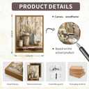 Qenundme Framed Rustic Farmhouse Floral Canvas Wall Art Florals in Rusty Cans Print Posters Vintage Country Flower Still Life Pictures Paintings Prints for Bathroom Bedroom Living room Decor 16X24in, 24L" x 16W"