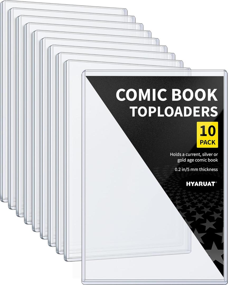 Comic Book Top Loaders - Protector Hard Case Sleeve, Toploader Holder for Silver Age and Current Comics, 10 Pack