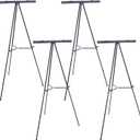 U.S. Art Supply 66" High Boardroom Black Aluminum Flip Chart Easel & Presentation Stand (4 Pack) - Adjustable Floor/Tabletop, Portable Tripod, Holds 25 lbs., for Chart Paper, Poster Boards, & Pads