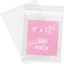 iMailer - 500 Pcs- 9" x 12" Clear Zip Bags - Reclosable Plastic Zip Poly Bags for A4, Letter Sized Documents, Clothing