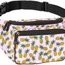 Fanny Pack Belt bag - Crossbody Waist Bag for Men or Women - Hands-Free, Waterproof Large Bumbag for Hiking, Running, and Travel (Pineapple)