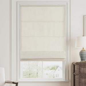 SHECUTE Cordless Roman Shades for Windows, Fabric Roman Window Shades for Living Room Bedroom and French Doors, Room Darkening Light Filtering Roman Blinds for Indoor Windows(Beige, 23W x 64L) (23"W x 64"H, A.beige)