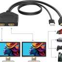 BATU 4k 60hz HDMI Splitter 1 in 2 Out HDMI Cable Male to Dual Female HDMI 2.0 with Power USB Cable for HDMI HD, LED, LCD, TV Dual Monitors Duplicated-Mirror Dual Monitor Support 3D Full HD