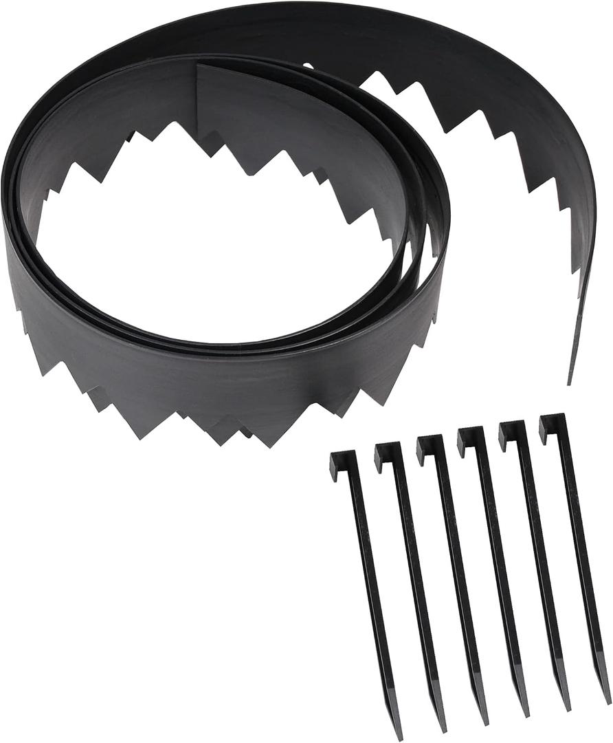 EasyFlex PoundIn Landscape Edging with Bonus Anchoring Stakes 20Foot Plastic Garden Border, 4.5 in. StraightTop Lawn Edging, Black