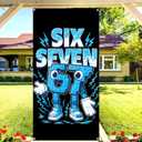 Funny 6 7 Meme Door Cover Italian Brainrot 67 Six Seven Birthday Party Decorations for School Classroom Office Home Door Banner