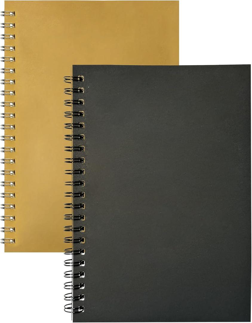 4 x Spiral Notebook, 2 Pack B6 Soft Cover Journals Notebook for School Student and Office Supplies, Blank Sketch Book, 50 Sheets/100 Pages, 100 GSM, 7.48 x 5.2 Inch, Black and Brown
