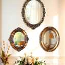 3 Styles Vintage Gold Mirror Set Wall Decorative, Vintage Wall Mirror Antique Hanging and Tabletop with Stand for Living Room Bedroom Dresser, Classic Home Wedding Decor(Retro Style)