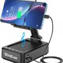 TechGlow Foldable Cellphone Stand with Bluetooth Speaker and Charging Function Birthday Gifts for Men Women Mother Father Boy Girl Teens Cool Tech Gadgets (Black)