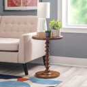 Powell Tarkin Round Hazelnut Turned Spindle Pedestal Side Accent Table, Standard