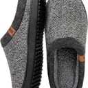 MERRIMAC Men's Slip on Slippers Comfy Memory Foam Non Slip Indoor House Shoes (10-11, Grey)