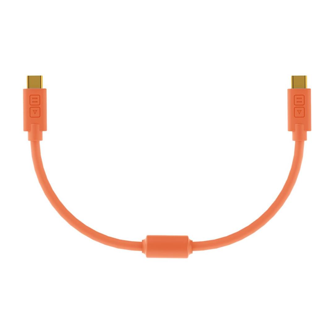 DJ TechTools Chroma Cable  USB-C to USB-C Cable | 100W Power Delivery, 10Gbps, 4K60, Ferrites & 56k? Resistor | Audio-Optimized, Color-Coded with Cable Tie | Neon Orange 0.8ft (025M) Straight