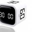Digital Cube Pomodoro Timer Desk Rechargeable Productivity Timer 5/10/30/60min & Custom Countdown, Vibration & Adjustable Sound Alarm,for Task Work Kitchen ADHD Kids Studying (White)