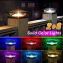 APONUO Solar Post Cap Lights with 8 RGB Solid Colors & Multicolor Flow - 12 Pack 6x6 Post Cap Solar Light, IP65 Waterproof - Fits 4x4 5x5 6x6 Wood & Vinyl Posts - Black