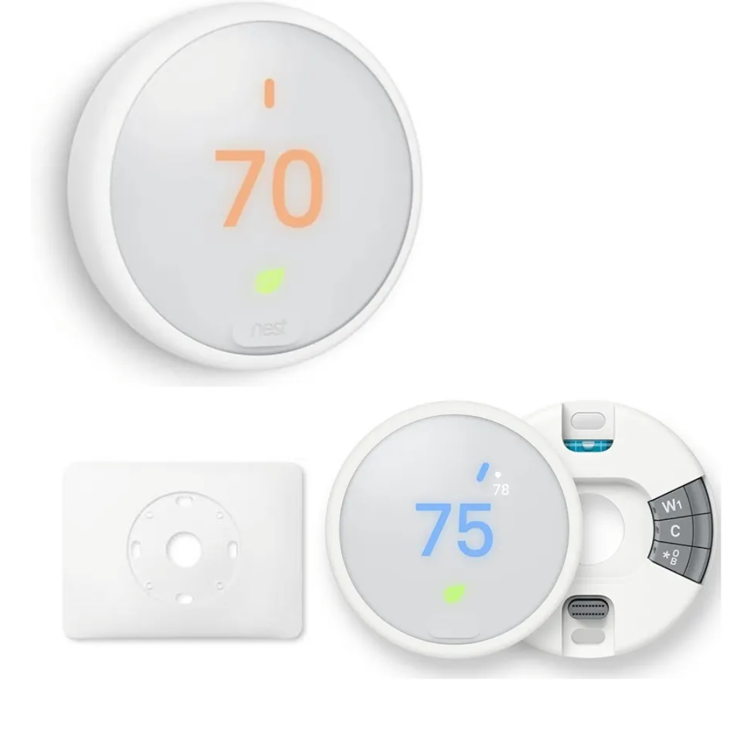 Google Nest Thermostat - Programmable Smart Learning Thermostat with Easy Installation and Trim Kit Bundle, White