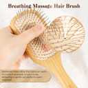 BFWood Bamboo Hair Brush with Steel Bristles, Metal Hair Brush Help Hair Growth and Massaging Scalp, Anti-frizz Metal Detangling Brush Styling Hairbrush